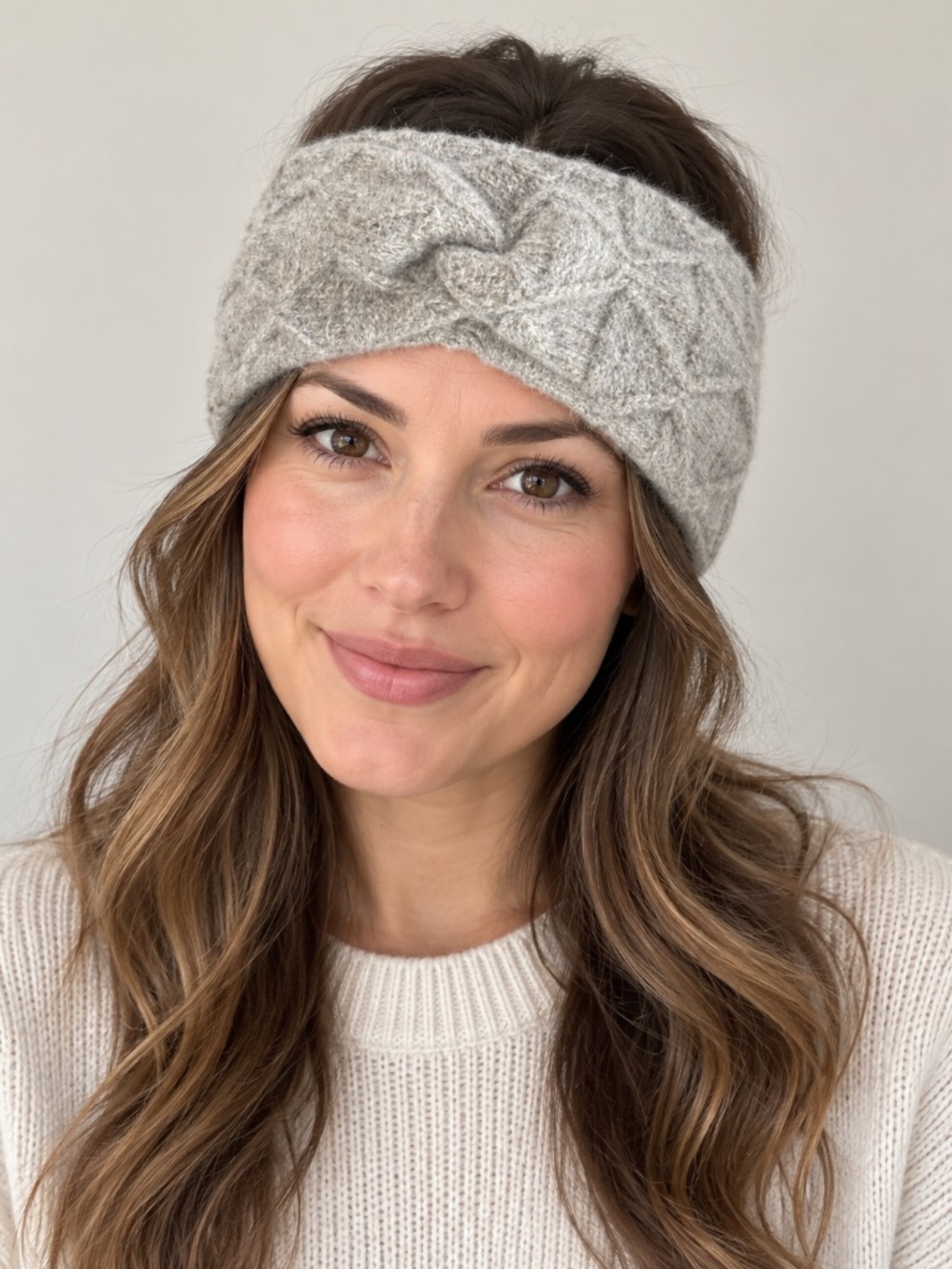 Love & Lore Grey Cable Knit Twist Headband Ear Warmer OS